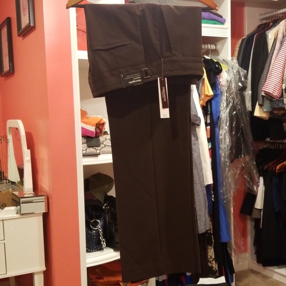 Sharagano Brown Stretch Slacks Sz 8